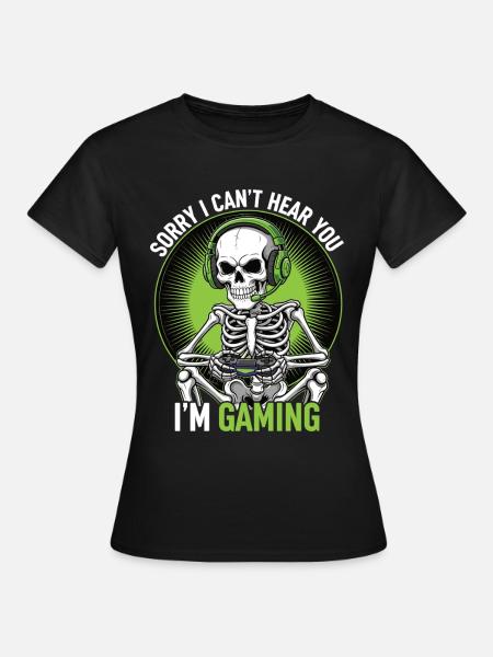 Humorvoller Skelett-Gaming-Print - Frauen T-Shirt - Schwarz