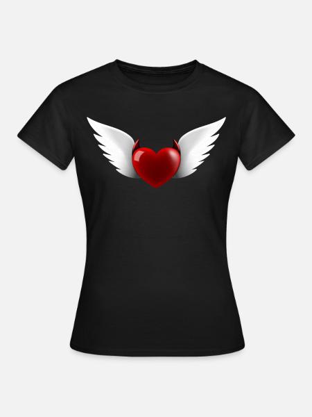 Herz Engel Teufel - Frauen T-Shirt - Schwarz