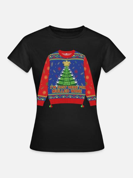 Hier wegen Glühwein - Frauen T-Shirt - Schwarz
