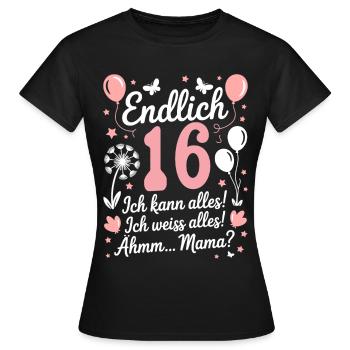 Enfin 16 anniversaire 16 ans cadeau fille - T-shirt Femme - noir - Devant - AI Model Female 172 dark (172cm)