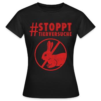 Tierschutz STOPPT TIERVERSUCHE LUSTIG - Frauen T-Shirt - Schwarz - Vorne - AI Model Female 172 dark (172cm)