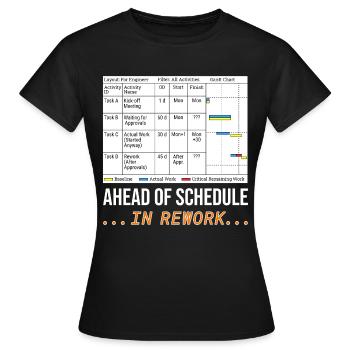 En avance sur le calendrier... En rework (Funny Gantt Chart) - T-shirt Femme - noir - Devant - AI Model Female 172 dark (172cm)