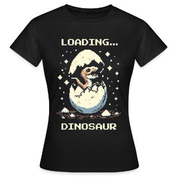 Charges... Dinosaure | Rétro Dino Pixel Art - T-shirt Femme - noir - Devant - AI Model Female 172 dark (172cm)