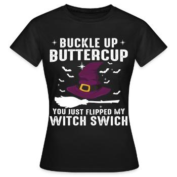 Interrupteur de sorcière Halloween - T-shirt Femme - noir - Devant - AI Model Female 172 dark (172cm)