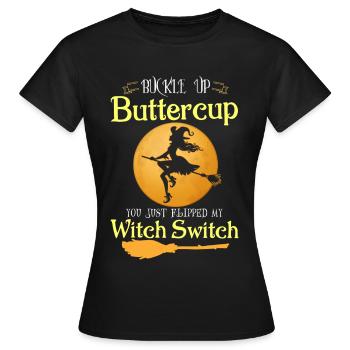 Bouclez votre ceinture bouton d’or Witch Switch Halloween - T-shirt Femme - noir - Devant - AI Model Female 172 dark (172cm)