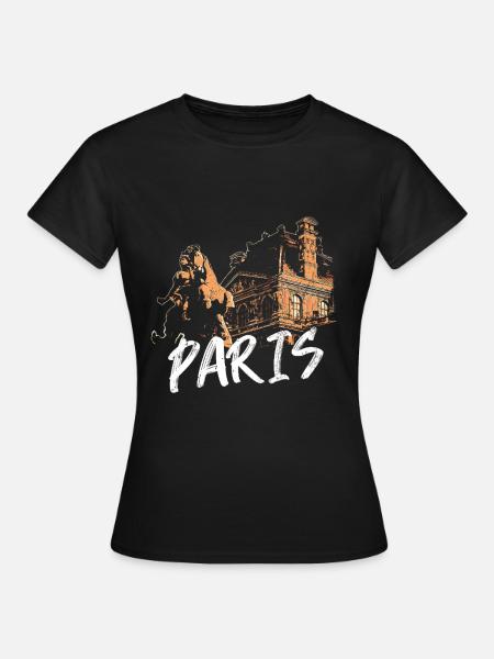 Pariser Architektur und Statue - Frauen T-Shirt - Schwarz