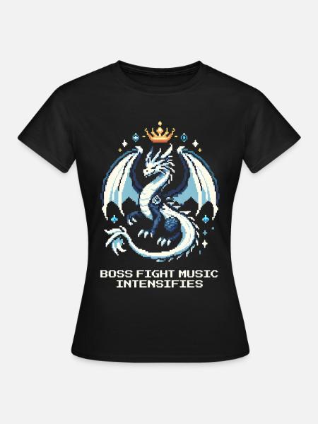 Bosskampf-Musik | Drache Pixel Art - Frauen T-Shirt - Schwarz