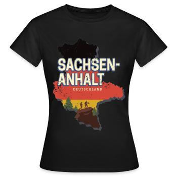 Sachsen Anhalt Deutschland Bundesland Souvenir - Frauen T-Shirt - Schwarz - Vorne - AI Model Female 172 dark (172cm)
