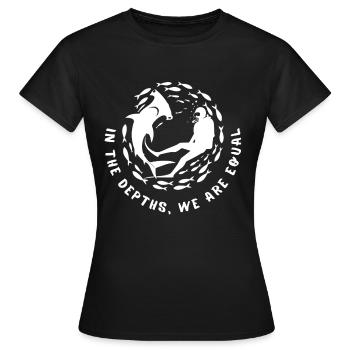 In the Depths We Are Equal - Women's T-Shirt - black - Front - AI Model Female 172 dark (172cm)