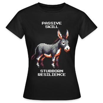 Âne : Endurance obstinée | Humour RPG - T-shirt Femme - noir - Devant - AI Model Female 172 dark (172cm)