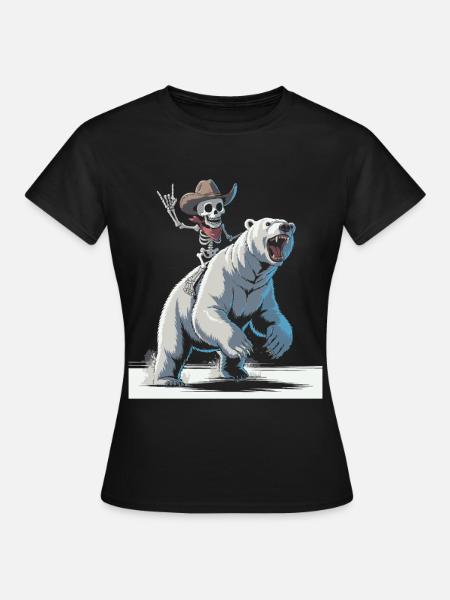 Knochen Cowboy reitet Eisbär - Frauen T-Shirt - Schwarz