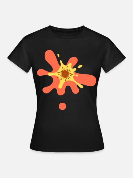 Farbklecks-Splatter Orange-Gelb - Frauen T-Shirt - Schwarz