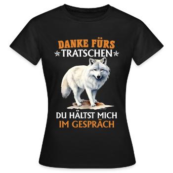 Wolf Spirit DANKE FÜRS TRATSCHEN Lustiges - Frauen T-Shirt - Schwarz - Vorne - AI Model Female 172 dark (172cm)