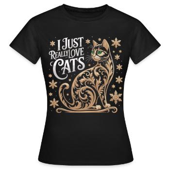 Ornamentale Katze Shirt für Tierfreunde - Frauen T-Shirt - Schwarz - Vorne - AI Model Female 172 dark (172cm)