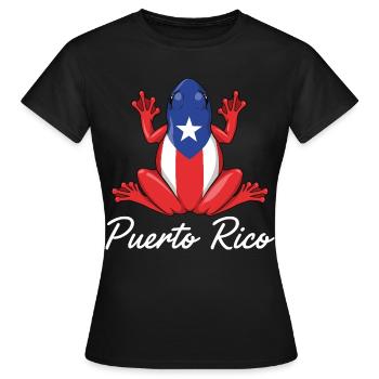 Boricua Coqui Flagge Puerto Rico - Frauen T-Shirt - Schwarz - Vorne - AI Model Female 172 dark (172cm)