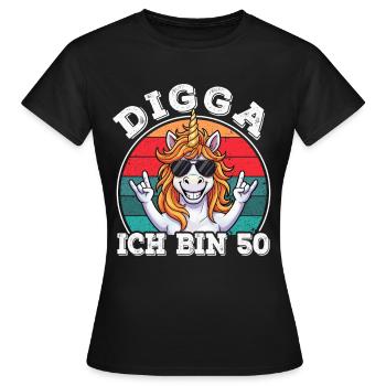 50ème Anniversaire Années 50 50ème Digga J’ai 50 ans - T-shirt Femme - noir - Devant - AI Model Female 172 dark (172cm)