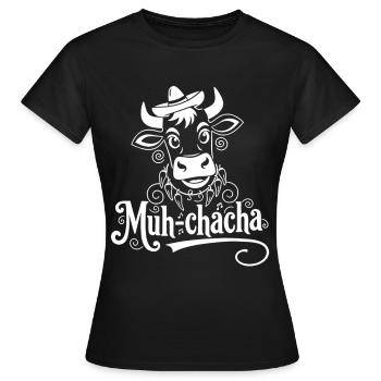 Vache Moo-ChaCha avec des fioritures - T-shirt Femme - noir - Devant - AI Model Female 172 dark (172cm)
