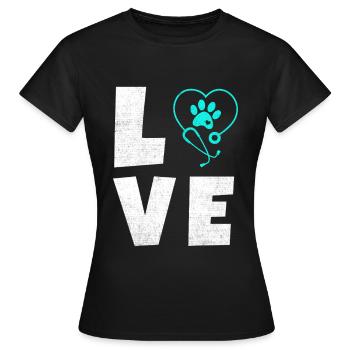 Tierliebe Logo mit Pfotenherz - Frauen T-Shirt - Schwarz - Vorne - AI Model Female 172 dark (172cm)