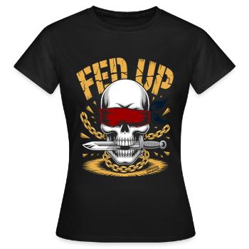 Blinder Schädel mit Kette, Schnauze voll - Frauen T-Shirt - Schwarz - Vorne - AI Model Female 172 dark (172cm)