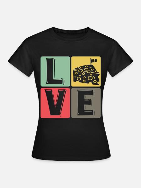 KäseLiebe Pop Art Quadrat - Frauen T-Shirt - Schwarz