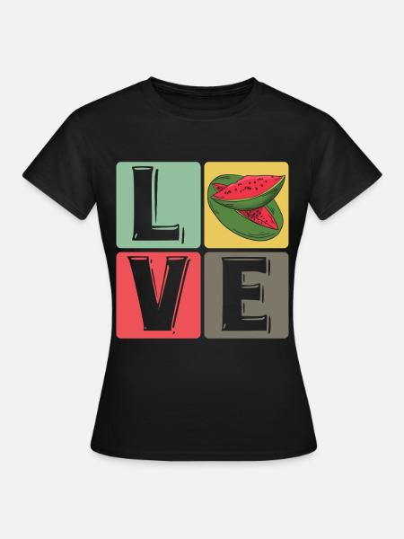 Love Pop Art Wassermelone Blocks - Dame-T-shirt - sort