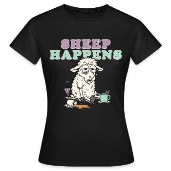 Mouton Arrive Rire Pastel - T-shirt Femme - noir - Devant - AI Model Female 172 dark (172cm)