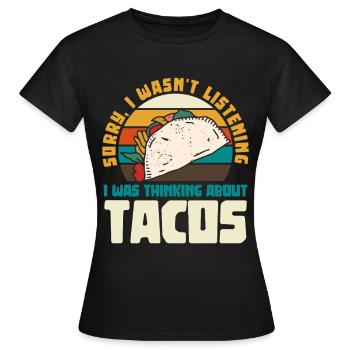 Später Taco Gedankengang Retro Design - Frauen T-Shirt - Schwarz - Vorne - AI Model Female 172 dark (172cm)