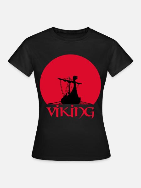 Wikinger-Langschiff - Frauen T-Shirt - Schwarz