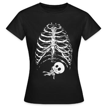 Squelette Bébé Cage Thoracique Halloween Grossesse - T-shirt Femme - noir - Devant - AI Model Female 172 dark (172cm)