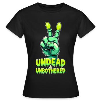 Undead and Unbothered Peace-Zeichen Zombie - Frauen T-Shirt - Schwarz - Vorne - AI Model Female 172 dark (172cm)