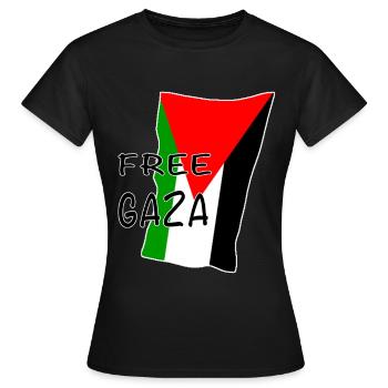 Motif du drapeau de Gaza libre - T-shirt Femme - noir - Devant - AI Model Female 172 dark (172cm)