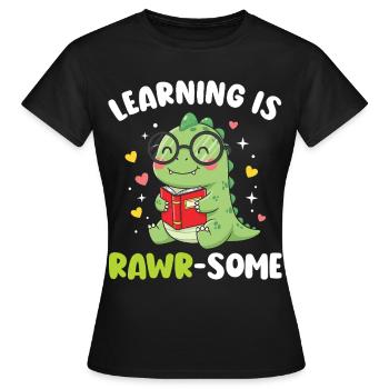 Dinosaur Kindergarten Elementary Kids - Women's T-Shirt - black - Front - AI Model Female 172 dark (172cm)