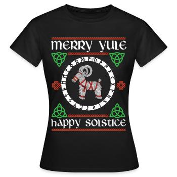 Weihnachtszeit Frohes Julfest Frohe Sonnenwende - Frauen T-Shirt - Schwarz - Vorne - AI Model Female 172 dark (172cm)