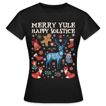 Frohes Julfest Frohe Sonnenwende Frohe Weihnachten - Frauen T-Shirt - Schwarz - Vorne - AI Model Female 172 dark (172cm)