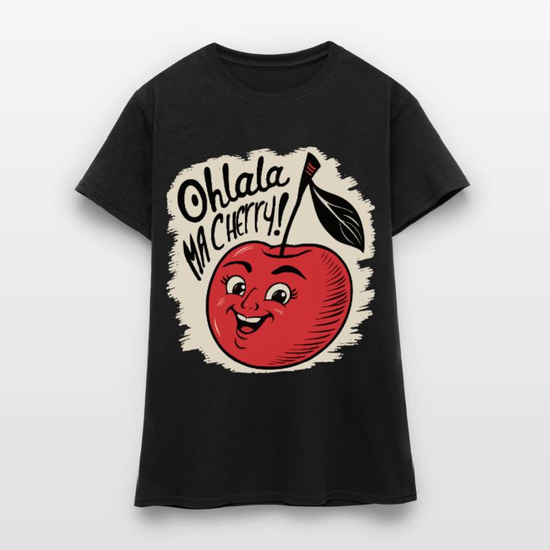 Ohlala Ma Kirsche Geschenkidee Süßes Mädchen Frauen T-Shirt