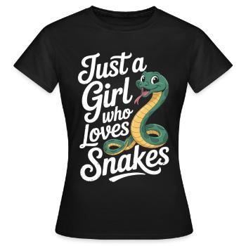 Snake Lover Shirt für Herp Girls und Reptilienfans - Frauen T-Shirt - Schwarz - Vorne - AI Model Female 172 dark (172cm)