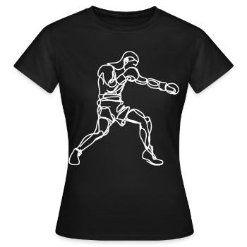 Boxer Zeichnung - Frauen T-Shirt - Schwarz - Vorne - AI Model Female 172 dark (172cm)