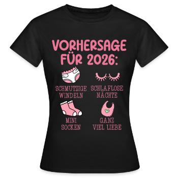 Femme enceinte 2026 PRÉDICTION Drôle - T-shirt Femme - noir - Devant - AI Model Female 172 dark (172cm)