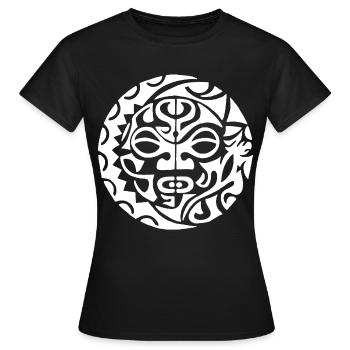 Polynesischer Schädel (weiß) - Frauen T-Shirt - Schwarz - Vorne - AI Model Female 172 dark (172cm)