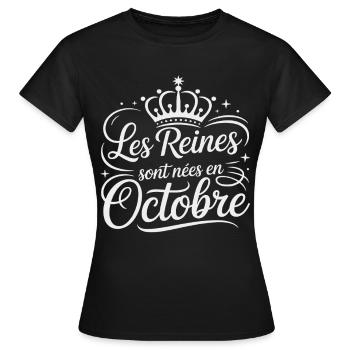 The Queens were born in October Anniversary - Women's T-Shirt - black - Front - AI Model Female 172 dark (172cm)