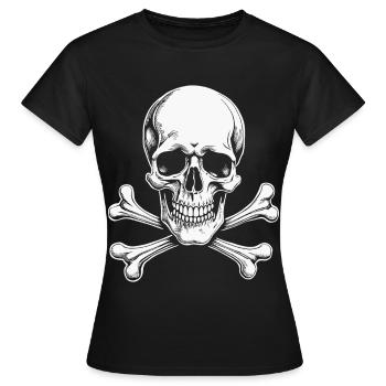 Crâne Jolly Roger classique - T-shirt Femme - noir - Devant - AI Model Female 172 dark (172cm)