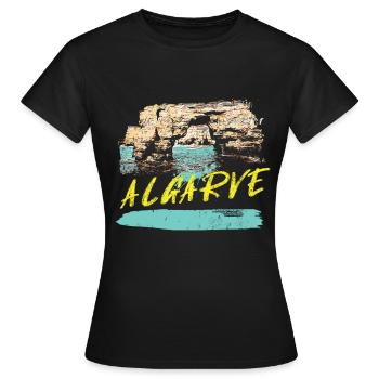 Falaises Algarve illustration Portugal - T-shirt Femme - noir - Devant - AI Model Female 172 dark (172cm)