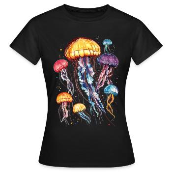 Méduse Méduse de feu Méduse Méduse mignonne - T-shirt Femme - noir - Devant - AI Model Female 172 dark (172cm)