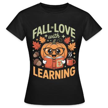 Fall In Love With Teaching Fall Teacher - Women's T-Shirt - black - Front - AI Model Female 172 dark (172cm)