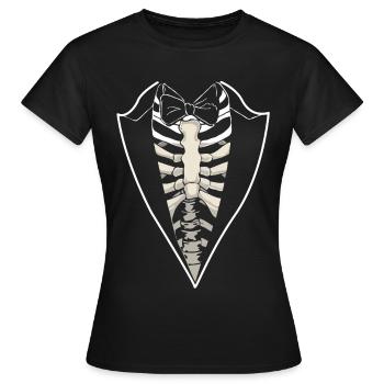 Skelett Anzug Smoking - Frauen T-Shirt - Schwarz - Vorne - AI Model Female 172 dark (172cm)
