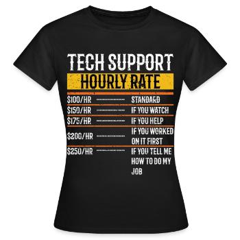 Support technique Taux horaire Programmeur Technique - T-shirt Femme - noir - Devant - AI Model Female 172 dark (172cm)