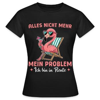 Kollegin Rente Abschied - Flamingo im Liegestuhl - Frauen T-Shirt - Schwarz - Vorne - AI Model Female 172 dark (172cm)