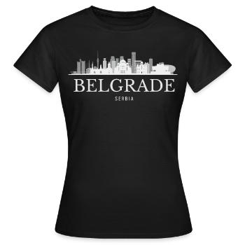 Silhouette de Belgrade, Belgrade Serbie - T-shirt Femme - noir - Devant - AI Model Female 172 dark (172cm)