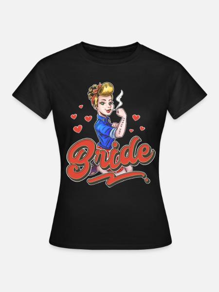 Bride Pin Up - Frauen T-Shirt - Schwarz
