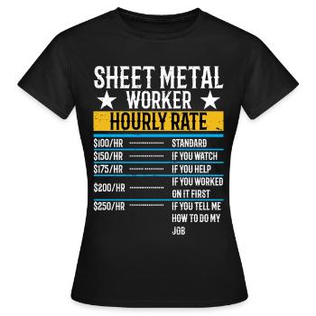Taux horaire d’un tôlier pour une tôle - T-shirt Femme - noir - Devant - AI Model Female 172 dark (172cm)
